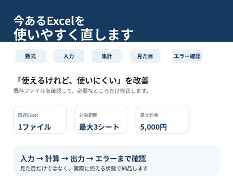 今あるExcelを使いやすく修正・改善します イメージ1