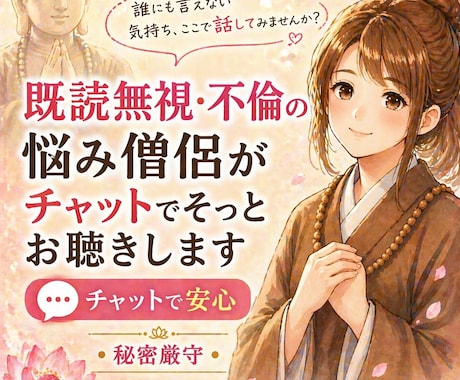 既読無視・不倫・依存の苦しさ|僧侶がお聴きします 一人で抱えてきたお気持ち、ここで話してみませんか イメージ1