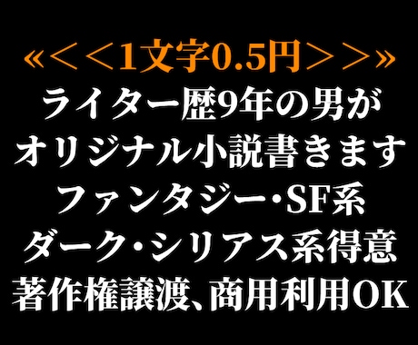 ダーク・シリアス系中心！　オリジナル小説を書きます 著作権譲渡・商用利用OK！　丁寧な相談でイメージを形にします イメージ1
