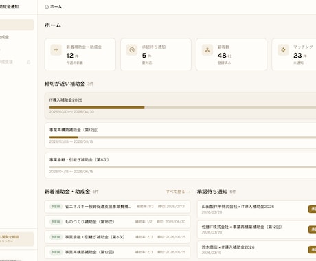 AI補助金マッチング＆顧客通知システムを導入します AIフルスタックエンジニアが包括的にサポート イメージ1