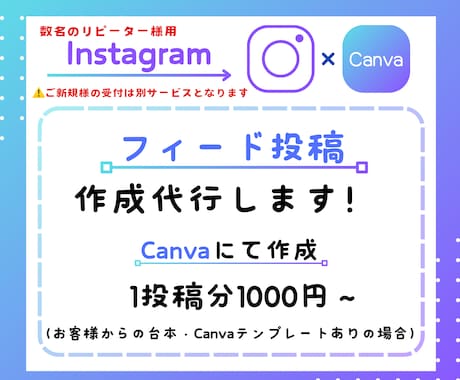 インスタフィード投稿作成代行します テンプレートや投稿したい台本も決まっているのに時間が無い方 イメージ1