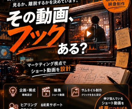 マーケティング視点でショート動画を制作します 感情を設計する映像制作企画から編集まで担当いたします。 イメージ1