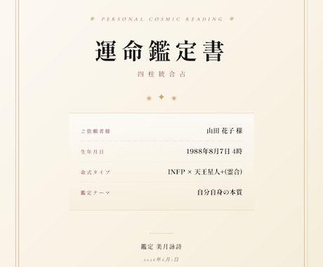 四柱推命×MBTI 鑑定書|本物の自分を伝えます 【月導】四柱推命×MBTI×心理学｜あなたへの手紙・鑑定書 イメージ2