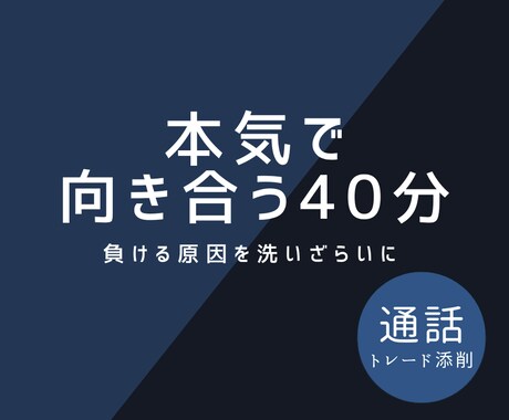 FX添削｜あなたが負ける理由を洗いざらいにします 通話｜根本原因を深掘り、ブレイクスルーのきっかけを イメージ1