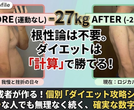 先着5名/-27kg痩せた魔法の計算シート作ります −27kg達成者が作る！あなた専用「ダイエット攻略シート」 イメージ1
