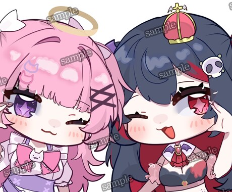 お試し版】初出品！可愛いミニキャラ描きます お試し版は描写範囲胸上専用になります！ イメージ1