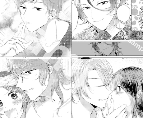 モノクロのカップル(夢絵)イラスト描きます 少女漫画チックなイラスト