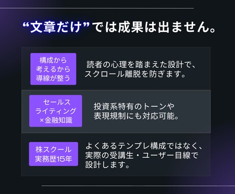 金融・投資系のセールス文章及びコンテンツ制作します 構成からお任せOK｜LP・記事・Youtube・SNS対応可 イメージ2