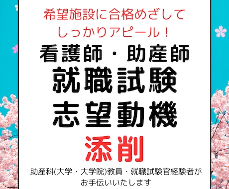 看護師・助産師就職試験エントリーシートの添削します 看護職採用・試験官経験者がお手伝いいたしします。 イメージ1