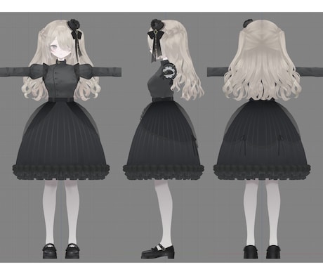 Vtuberフルスクラッチ3Dモデル制作承ります 完全フルスクラッチ！イラスト立体再現！VRC対応化可能！ イメージ2