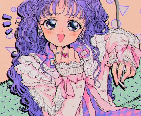レトロかわいいアイコン描きます 少女漫画風の少年少女ならおまかせ下さい イメージ1