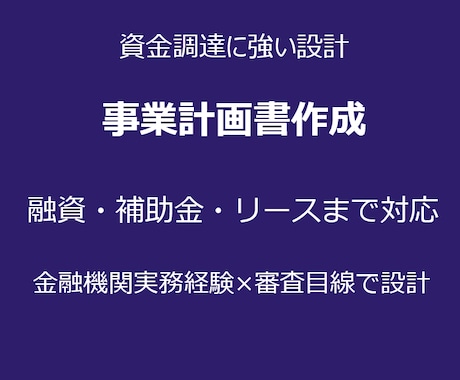 資金調達に強い事業計画書を作成します 融資・補助金・助成金・リースまで見据えて設計します イメージ1