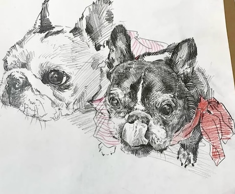 格安！モノクロで愛犬、愛猫などのイラストを描きます イメージ1
