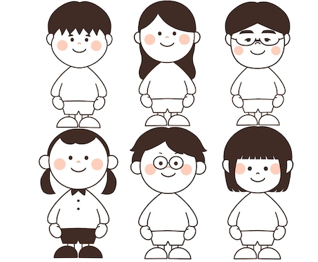 シンプルでかわいいイラスト作成します 服装、髪型、表情等の希望に応じます！3回まで修正無料です！ イメージ2