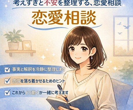 24時間チャットし放題　不安な気持ちを整理します 事実と解釈を分けて、感情に振り回されない恋愛へ イメージ1