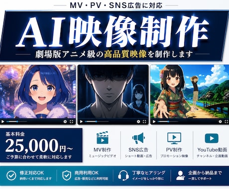 実績有┊PR・オリキャラ┊【AIでアニメ化】します イメージ1
