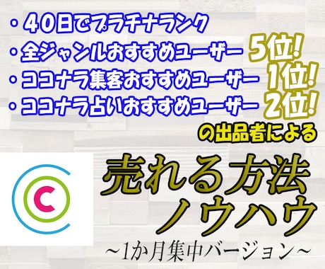 初心者、ビギナー必見！ココナラ売れる方法教えます 40日でプラチナランク達成⭐️売れる方法を熟知しています⭐️ イメージ1