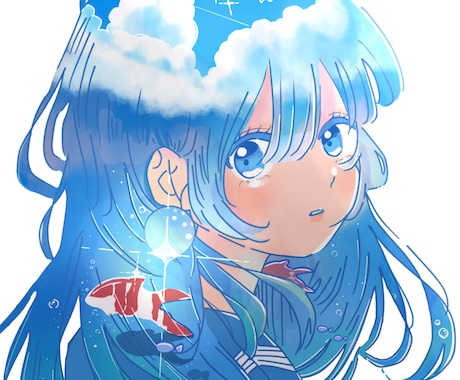 青く透明感のある、印象に残るイラストを描きます 『あなたの思いを、青い世界に。』 イメージ1