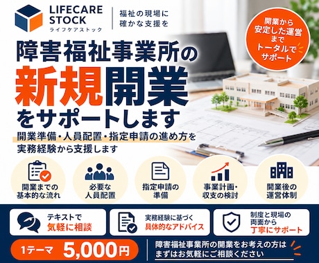 障害福祉事業所の新規開業をサポートします イメージ1