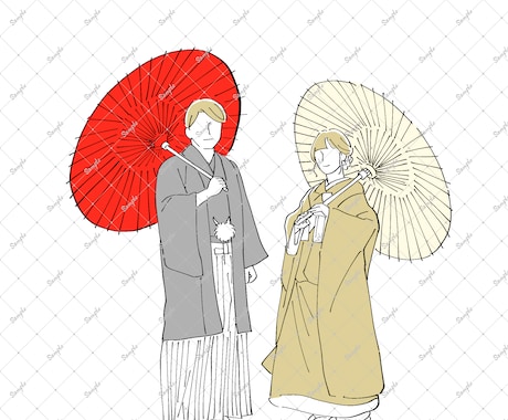 シンプル線画イラスト作成します 【ウェディング等】シンプルな線画イラストお作りします イメージ2
