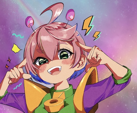 パッと目を引く！かわいいSNSアイコン制作します アニメのように表情豊に、ビビッドカラーで可愛く仕上げます！ イメージ2