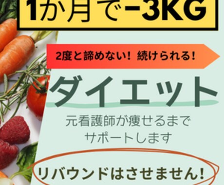 あなたの体重を【1か月でー3㎏】落とします 脂肪を落として健康な体になろう！ イメージ1