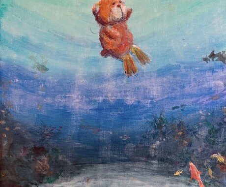 アナログでアクリル画をキャンパスに描きます 動物やぬいぐるみが好きな方、癒される作品を心がけています。 イメージ2