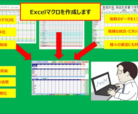 Excelによるデ－タ加工マクロ作成ができます マクロ作成であなたの時間を大幅短縮します。 イメージ1