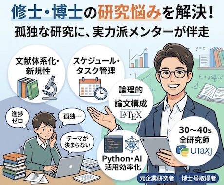 あなたの研究を前に進めるオンライン相談受けつけます 何から手をつければいいか分からないそんな悩み一緒に紐解きます イメージ1