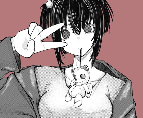 ひと味違う！可愛いモノクロイラスト描きます ミニキャラ、アイコン以外のイラスト可能です◎ご相談ください イメージ2