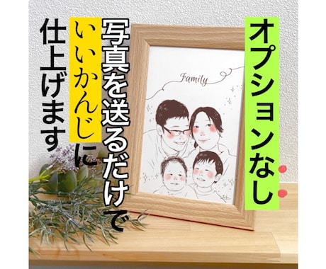 らくちんオーダー！家族の似顔絵お描きします 5人までOK◎ハガキサイズ(データ納品) イメージ1
