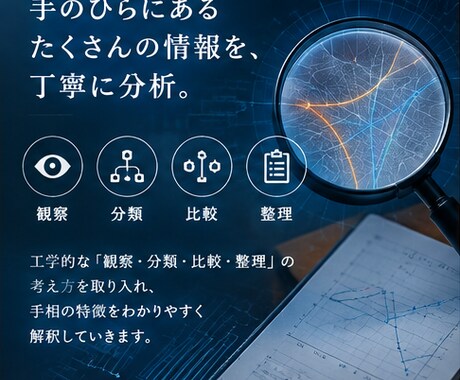 工学×手相占い　工学的に手相を分析します 左右の手相を観察・分類・比較して読み解きます イメージ1