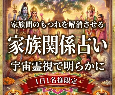 初回限定＊家族関係のもつれや悩みを霊視で視ます 嫁姑,義母,義父,介護,相続などの複雑なトラブルを霊視で解決 イメージ1