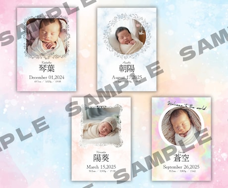 写真入り／命名書風ベビーポスターを作成します その子だけの名前と写真を、そっと1枚の形に。 イメージ2