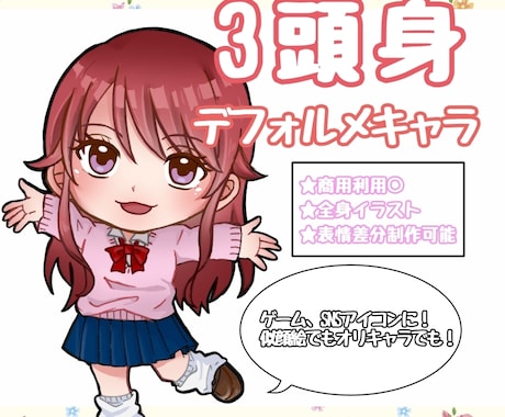 デフォルメキャラのアイコンを描きます 似顔絵やオリキャラのゲームやSNSのアイコンに是非！ イメージ1