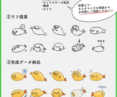 ミニセット・オリジナルLINEスタンプ作成します ミニキャラのゆるくて使いやすい感じの12個セット イメージ2