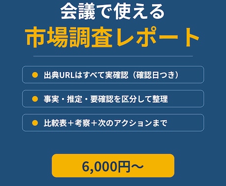 事業判断に使える市場調査レポートを作成します イメージ1