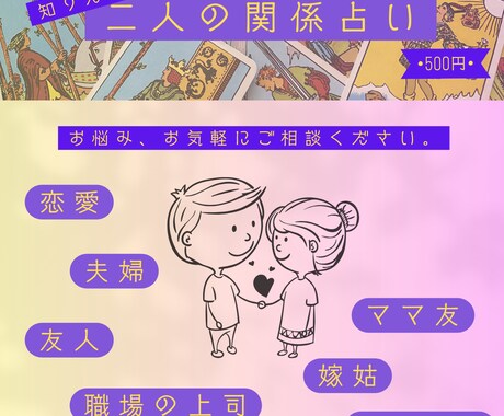 あのひとの気持ちをタロットで占います もやもや考えても分からない・・・。占ってスッキリしませんか？ イメージ1