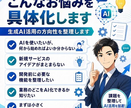 生成AIを活用した新規事業・業務改善案を設計します 事業運営の経験から、実現性ある企画に落とし込みます イメージ2
