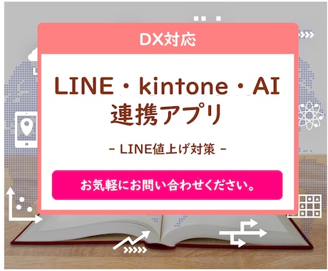 LINE・kintone・AIを連携します LINE・kintone・AIを連携し業務効率化できます！ イメージ1