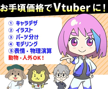 動物・人外OK★デフォルメキャラモデリングします ショート動画にも使えるVtuberキャラ作成します イメージ1