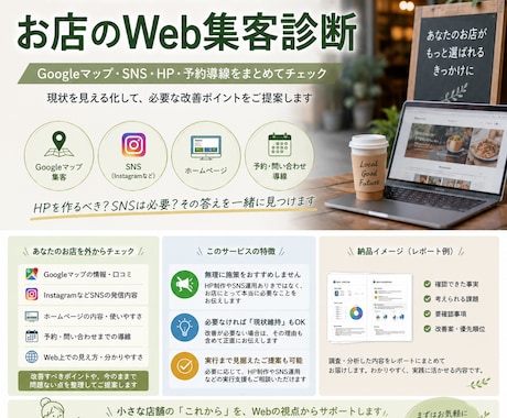 お店のWeb集客をまるごと診断します Googleマップ・SNS・予約導線をまとめて分析 イメージ1
