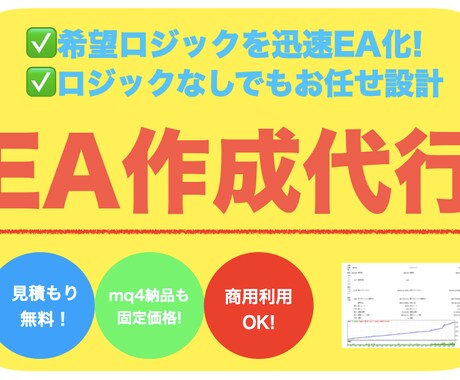 商用利用OK!MT4対応EAを作成します ロジックがなくてもおまかせで作成できます最短即日納品! イメージ1