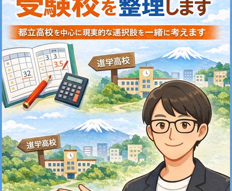 東京多摩地域限定★内申点から受験校を整理します 都立高校を中心に現実的な選択肢を一緒に考えます イメージ1
