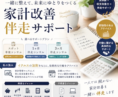 収支改善の家計伴走サポートします 家計簿だけで終わらせない。具体的な“行動”を一緒に！ イメージ1