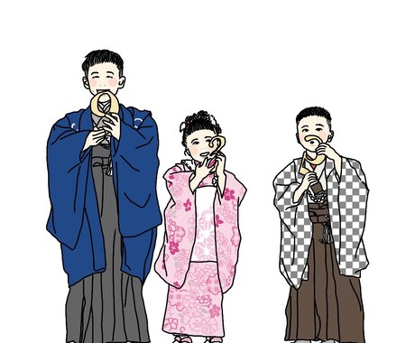 思い出写真をおしゃれな似顔絵イラストにします 表情 服装変更OK こどもの成長記録 記念日のお祝いなど◎ イメージ2