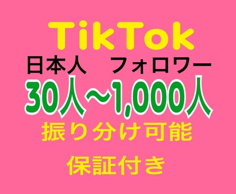 TikTok日本人フォロワー30人〜増やします 振り分け可能！ティックトック日本人リアルフォロワー増加 イメージ1