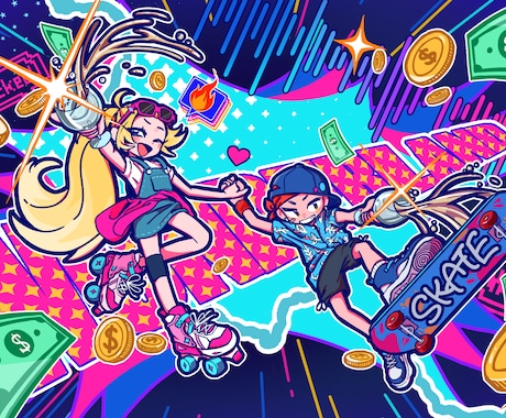 ポップでかわいいアイコンイラストや1枚絵を描きます ポップ＆ビビッド！SNS用アイコン・一枚絵制作します イメージ1