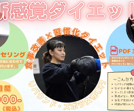 初回限定 リバウンド無しダイエットをサポートします 【リバウンド・ズボラ女子専門】がダイエットを徹底サポート！ イメージ1