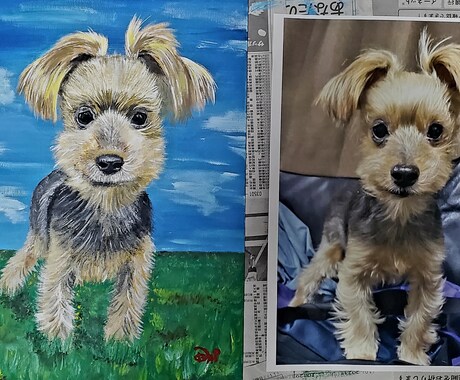 ペットの画像お気に入りの画像から絵画を描きます アクリル絵の具を使いA4サイズのキャンパスで描きます イメージ2